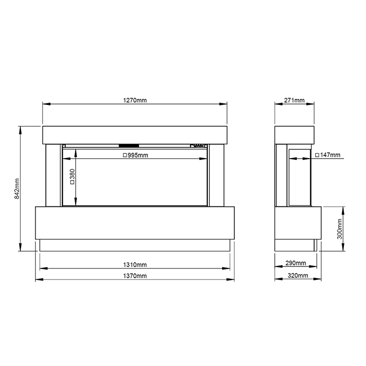 Caldo Buxton 1370mm Ash White Timber Electric Fireplace Suite