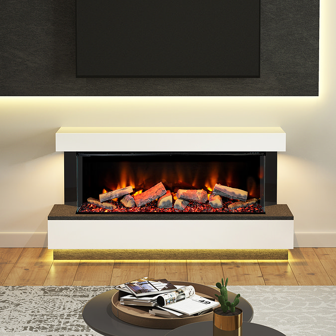 Caldo Buxton 1620mm Ash White & Anthracite Timber Electric Fireplace Suite