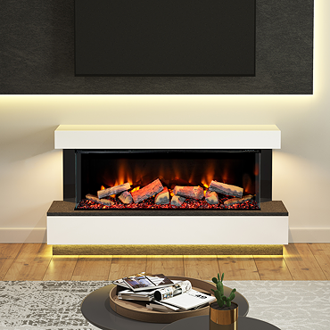 Caldo Buxton 1620mm Ash White & Anthracite Timber Electric Fireplace Suite