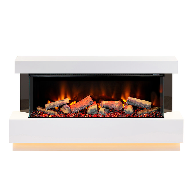 Caldo Buxton 1620mm Ash White Timber Electric Fireplace Suite