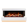 Caldo Buxton 1620mm Ash White Timber Electric Fireplace Suite
