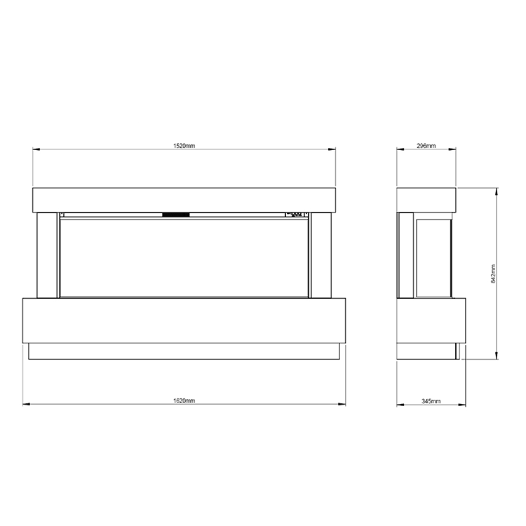 Caldo Buxton 1620mm Ash White Timber Electric Fireplace Suite