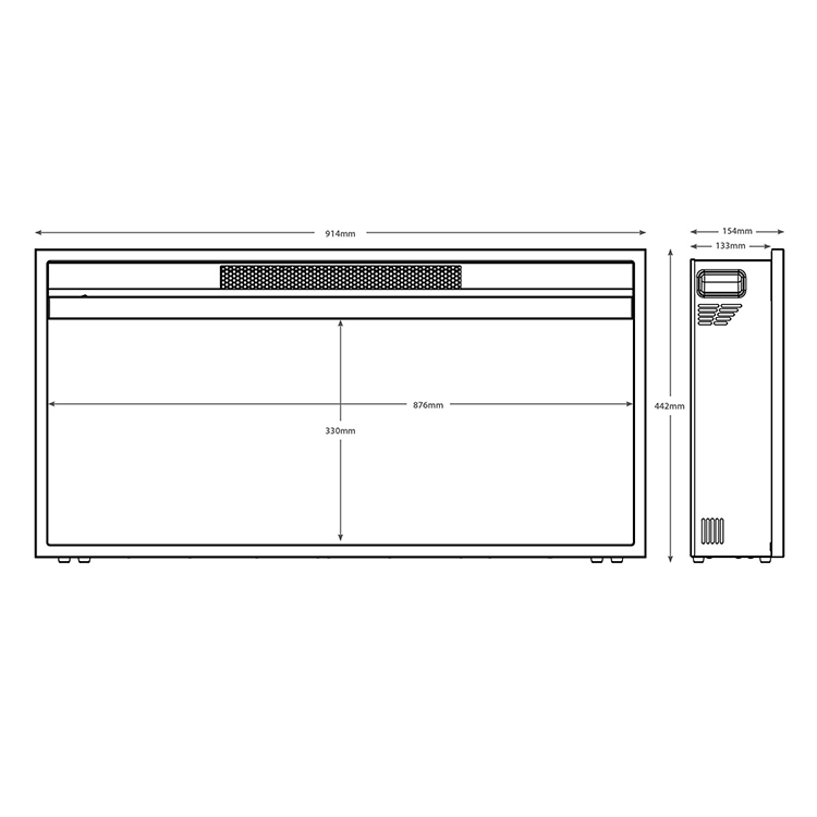 Caldo Ignis 36" Black Inset Wall Mounted Electric Fire