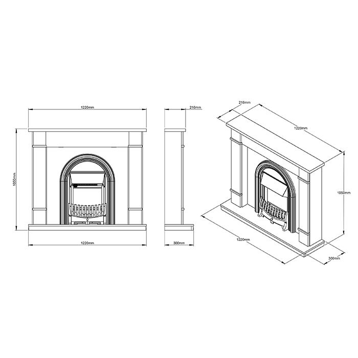Caldo Kensington Timber Electric Fireplace Suite