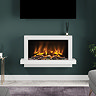 Caldo Madison 1034mm Ash White Timber Electric Fireplace Suite