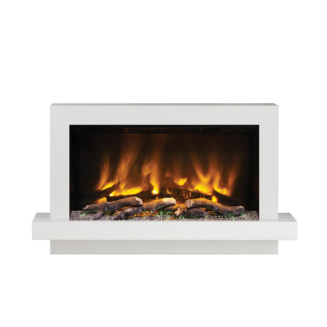 Caldo Madison 1034mm Ash White Timber Electric Fireplace Suite
