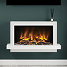 Caldo Madison 1034mm Ash White Timber Electric Fireplace Suite