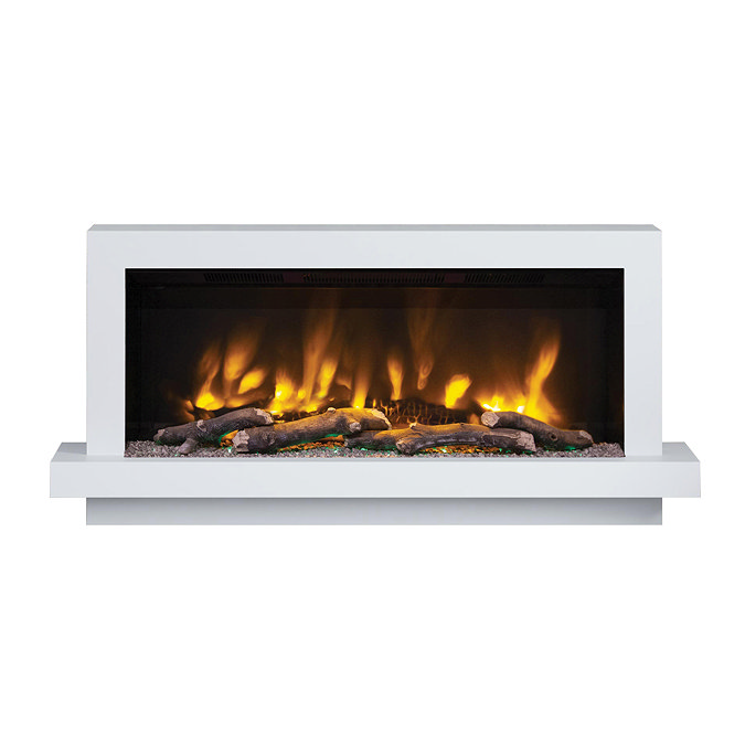 Caldo Madison 1284mm Ash White Timber Electric Fireplace Suite