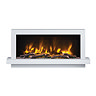 Caldo Madison 1284mm Ash White Timber Electric Fireplace Suite