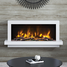 Caldo Madison 1284mm Ash White Timber Electric Fireplace Suite