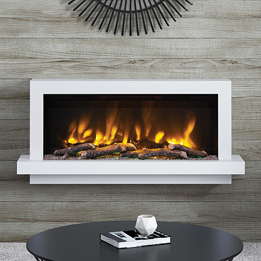 Caldo Madison 1284mm Ash White Timber Electric Fireplace Suite