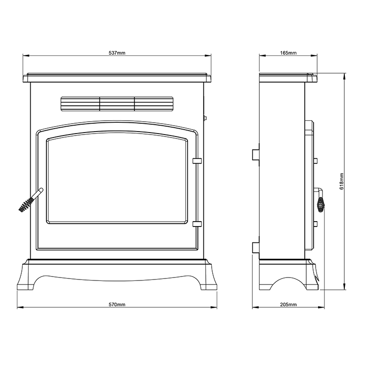 Caldo Onyx Traditional Matt Black Electric Stove