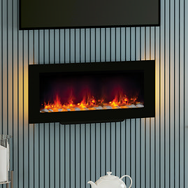 Caldo Radiance Black Glass Wall Mounted Electric Fire