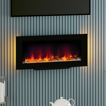 Caldo Radiance Black Glass Wall Mounted Electric Fire