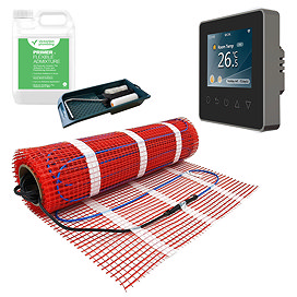 Caldo Underfloor Heating Kit w. Black Programmable Timerstat Bundle - Various Sizes