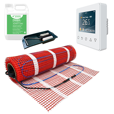 Caldo Underfloor Heating Kit with White Programmable WiFi Timerstat Bundle - Various Sizes  Profile 