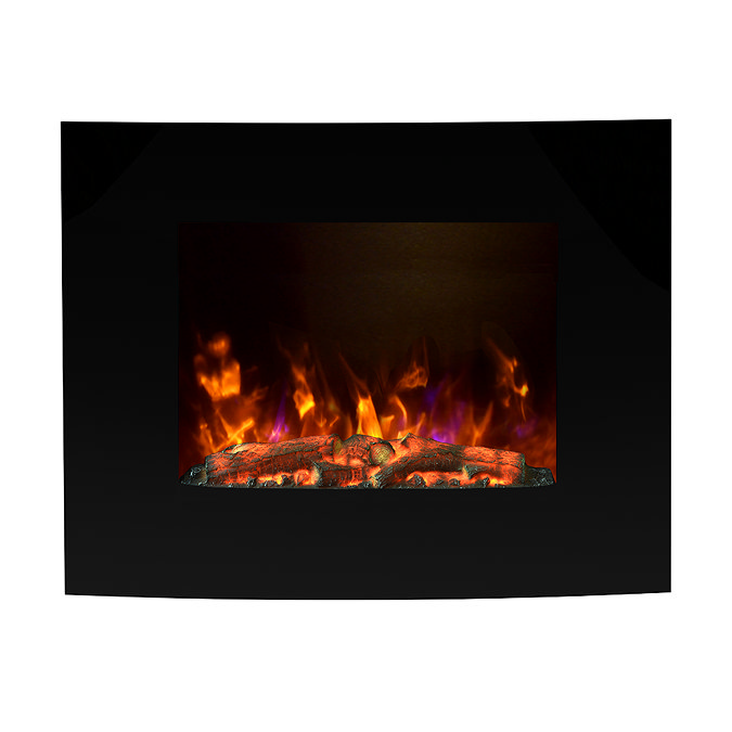 Caldo Zenith Curved Black Glass Wall Mounted Electric Fire