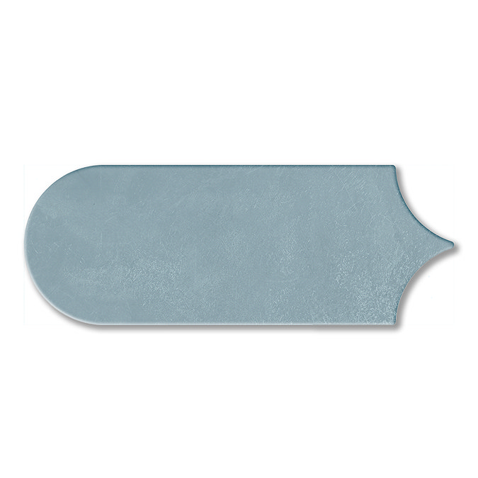 Camille Blue Scallop & Feather Gloss Wall Tiles - 80 x 215mm