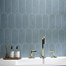 Camille Blue Scallop & Feather Gloss Wall Tiles - 80 x 215mm