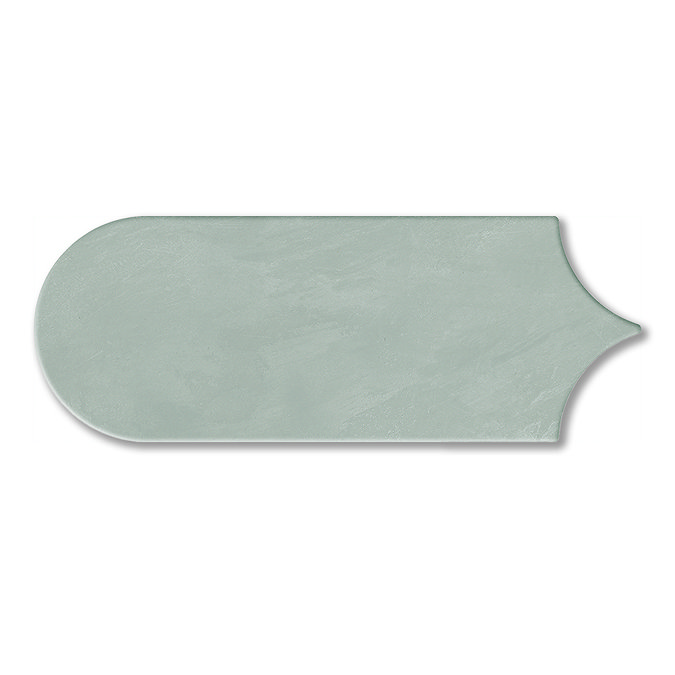 Camille Sage Scallop & Feather Gloss Wall Tiles - 80 x 215mm