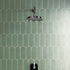 Camille Sage Scallop & Feather Matt Wall Tiles - 80 x 215mm