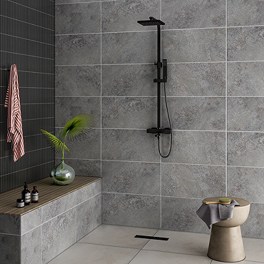 Canedo Graphite Stone Effect Rectified Wall and Floor Tiles - 316 x 608mm