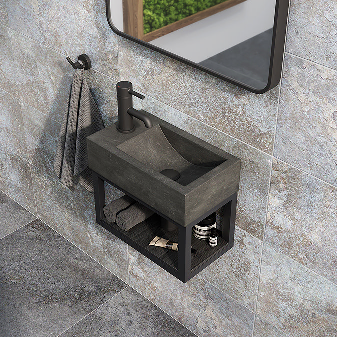 Canedo Graphite Stone Effect Rectified Wall and Floor Tiles - 600 x 600mm