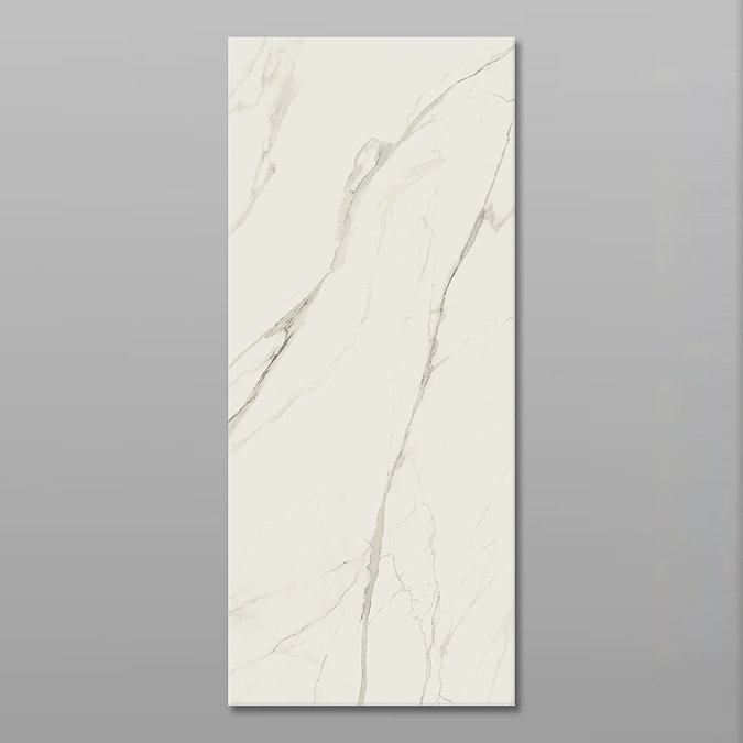 Caprenda White Marble Effect Large Format Wall and Floor Tile - 1200 x 2800mm