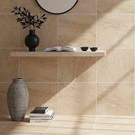 Capri Brown Travertine Stone Effect Wall & Floor Tiles - 600 x 600mm