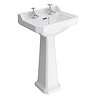 Nuie Carlton Traditional Basin + Pedestal (2 Tap Hole)