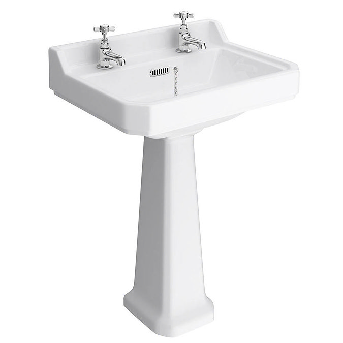 Carlton Traditional Basin + Pedestal (2 Tap Hole)