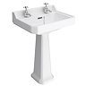 Carlton Traditional Basin + Pedestal (2 Tap Hole)