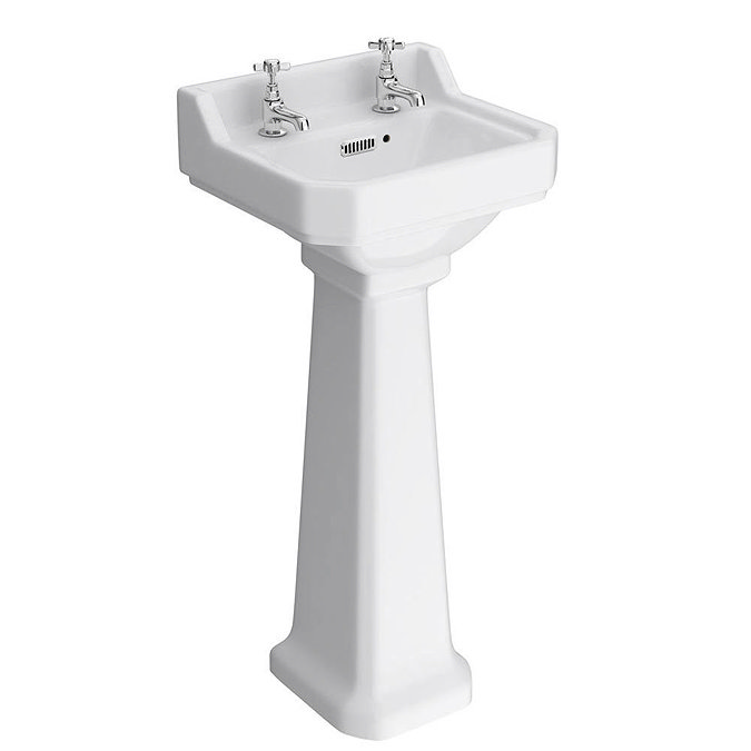 Carlton Traditional Basin + Pedestal (2 Tap Hole) 500mm Basin