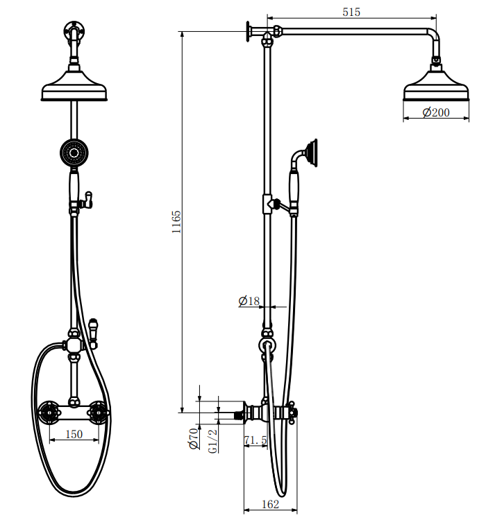 Carlton 560 Complete Traditional Bathroom Suite with Bath, Shower, Basin & Toilet
