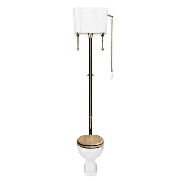 Carlton Antique Brass Traditional High Level Toilet with Soft Close Seat