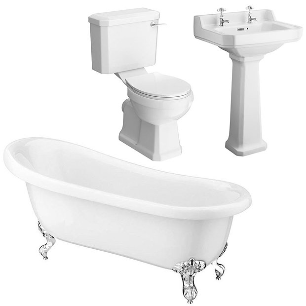 Carlton Classic Roll Top Slipper Suite with Ball + Claw Feet (1710mm)  In Bathroom Large Image