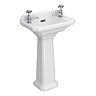Carlton Cloakroom Basin with Full Pedestal (2 Tap Hole - 515mm Wide)