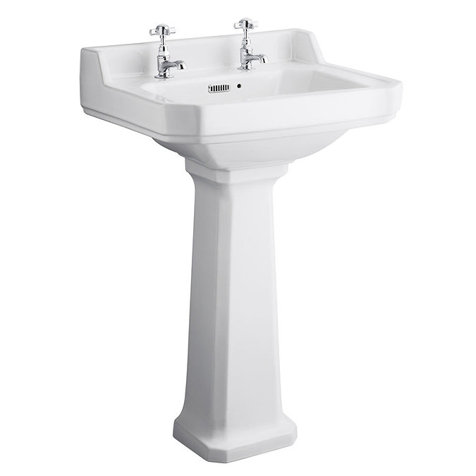 Carlton High Level Bathroom Suite - High Level Toilet Inc. 2TH Basin & Pedestal  Standard Large Imag