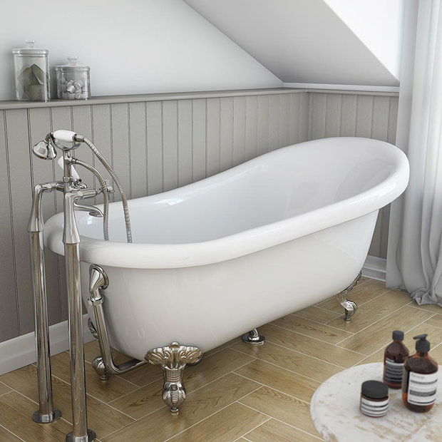 Carlton High Level Bathroom Suite + Roll Top Bath  Profile Large Image