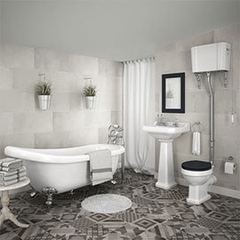 Carlton High Level Bathroom Suite + Roll Top Bath Medium Image