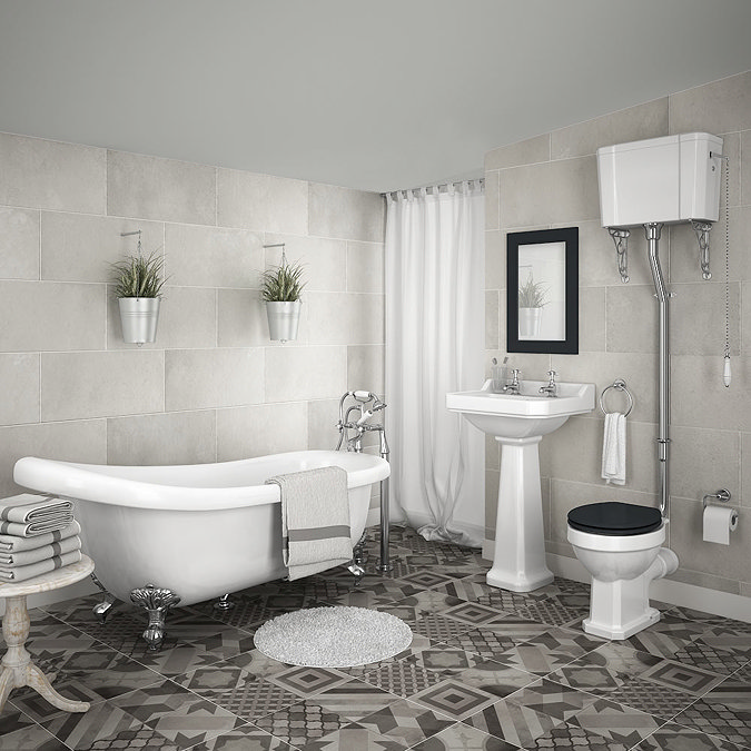 Carlton High Level Bathroom Suite + Roll Top Bath Large Image