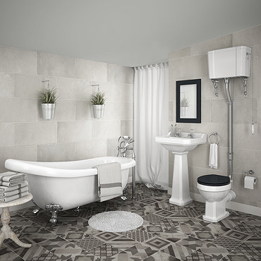 Carlton High Level Bathroom Suite + Roll Top Bath  Profile Large Image