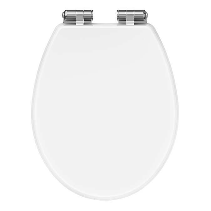 Carlton Gloss White Soft Close Toilet Seat with Chrome Hinges Large Image
