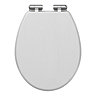 Carlton White Ash Wood Effect Soft Close Toilet Seat with Chrome Hinges Large Image