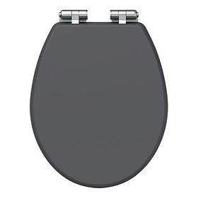 Carlton Graphite Soft Close Toilet Seat with Chrome Hinges Large Image