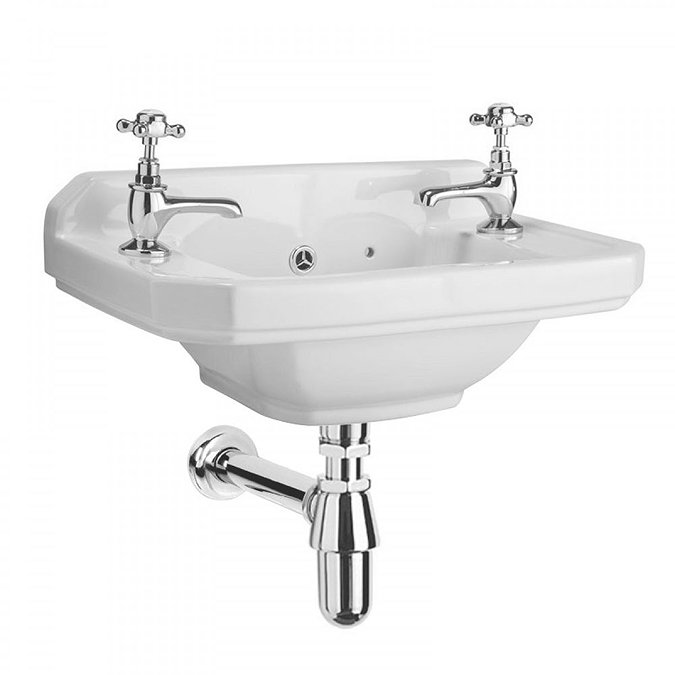 Carlton Traditional Cloakroom Suite - High level Toilet + Wall Hung Basin  Feature Large Image