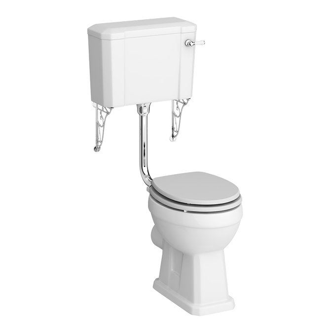 Carlton Traditional Low Level Toilet with Ornate Cistern Brackets and Soft Close Seat