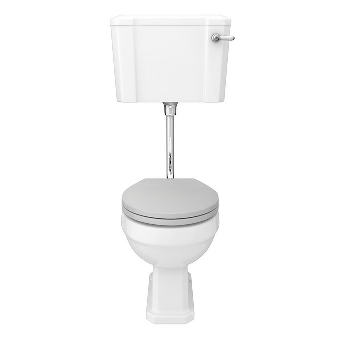 Carlton Traditional Low Level Toilet with Soft Close Seat - Dove Grey Large Image