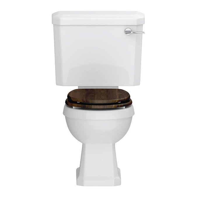 Carlton Traditional Toilet with Soft Close Seat - Walnut Wood Effect Large Image