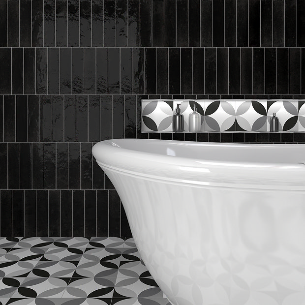 Caroline Black and White Wall and Floor Tiles - 200 x 200mm